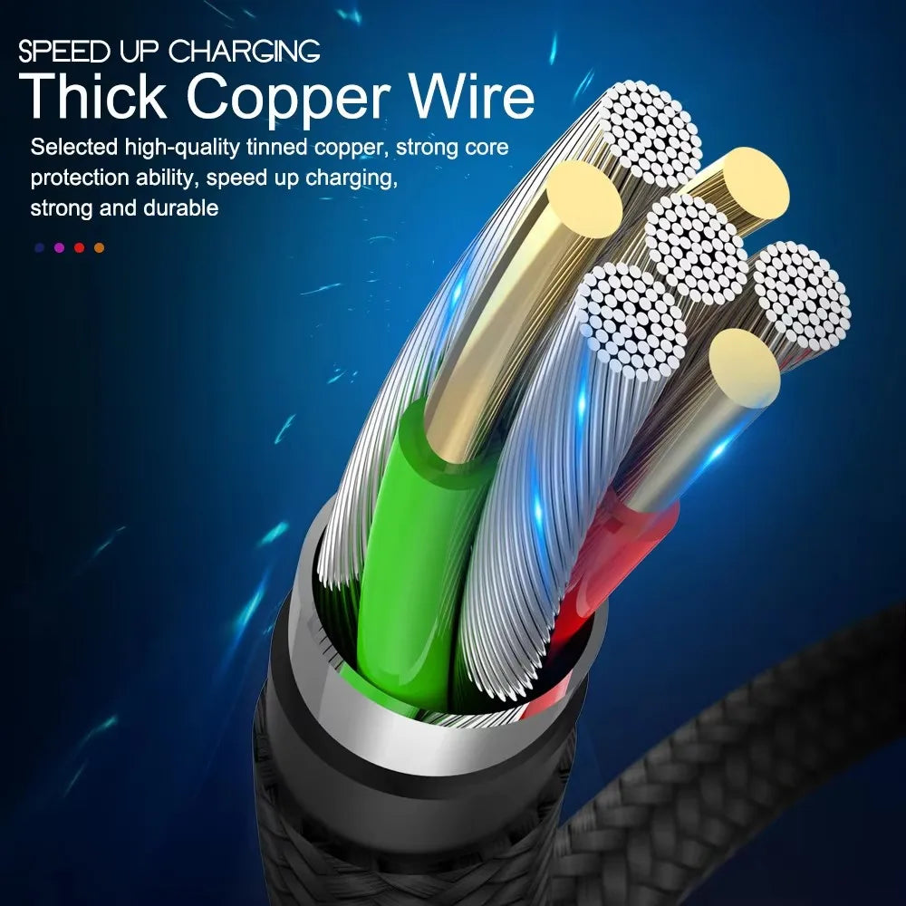Fast Charging USB Cable For iPhone 14 13 12 11 Pro XS Max XR X 8 7 6S Plus Nylon Braided Wire Quick Charger Data Cable 1m 2m 3m