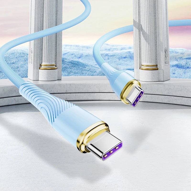 PD 100W Type C To Type C Charge Cable Liquid Silicone For Xiaomi 13 Huawei Samsung S6 MacBook Charge For Ipad Pro Charger Cable