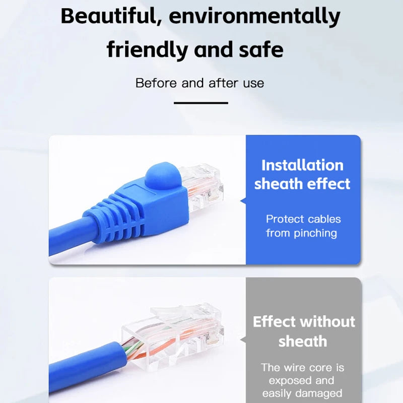 Colorful CAT5E CAT6 RJ45 Ethernet Network Connector Plug Cover Strain Relief Boots Crystal Head Protective Cable Sleeve For 8P8C