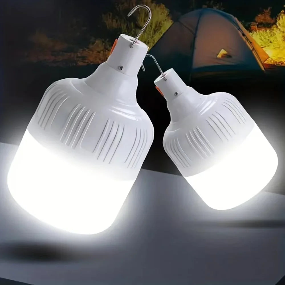 1pc USB Rechargeable LED Lamp Bulbs High Brightness Outdoor Emergency Light Hook Up Camping Fishing Portable Lantern Night Light