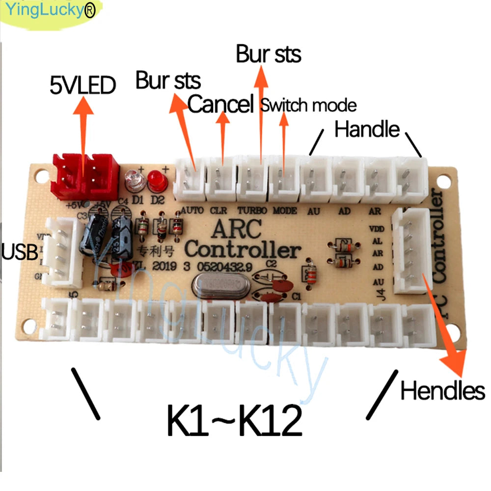 2 Player DIY Arcade Game Kit for PC Raspberry Pi with LED Push Buttons American Style Joystick USB Encoder Cables Mame Jamma