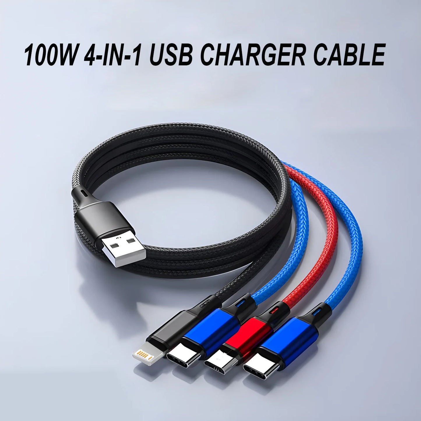 4 in 1 Multi Charger Cable For iPhone 15 14 13Pro Max Mini 3 in 1 Micro USB Type C Fast Charging Cable for Android iPhone Huawei