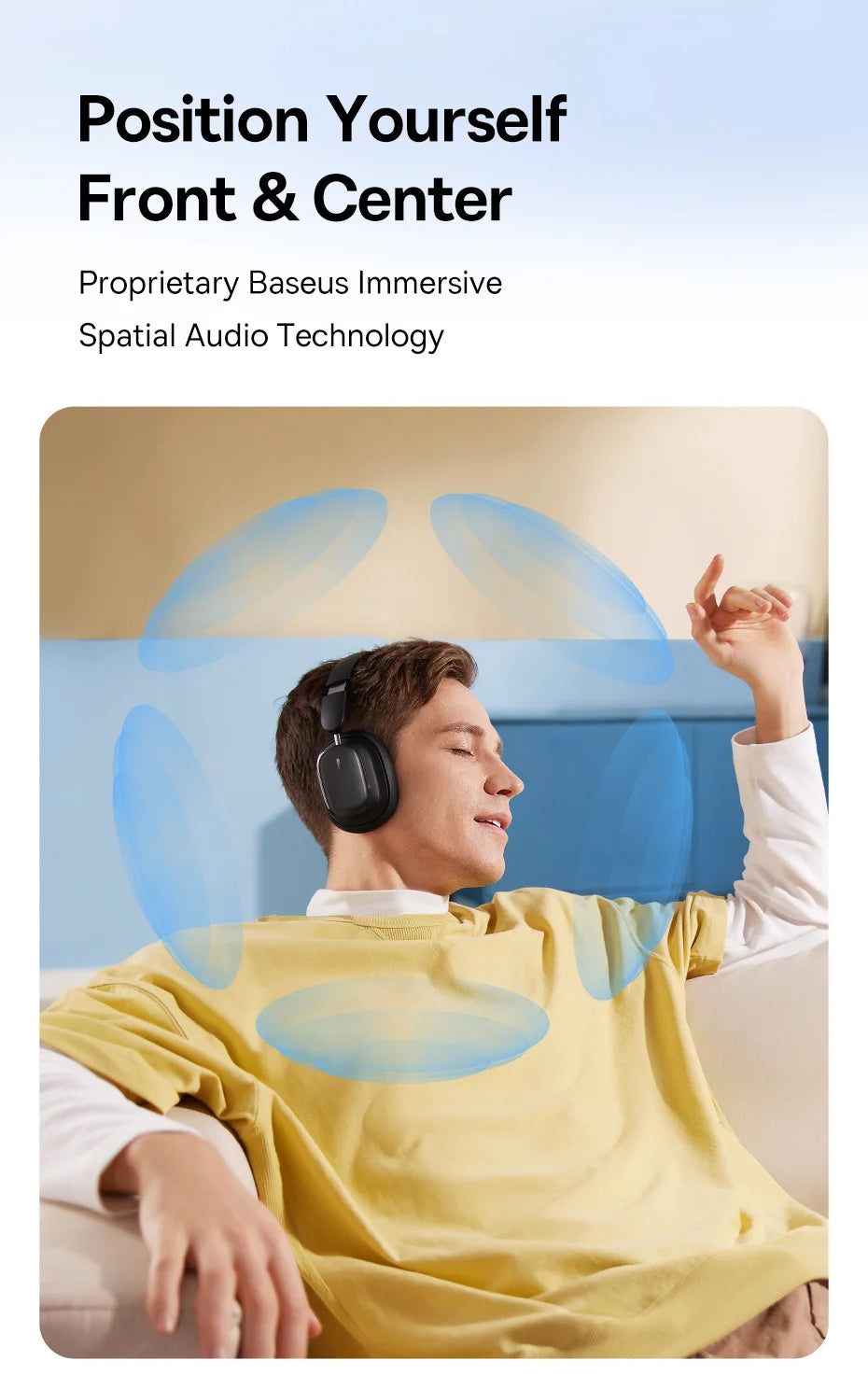 Baseus H1i ANC Wireless Bowie Headphone Bluetooth 5.3 Noise Cancellation Hi-Res 38db 3D Spatial Audio Ear Headsets