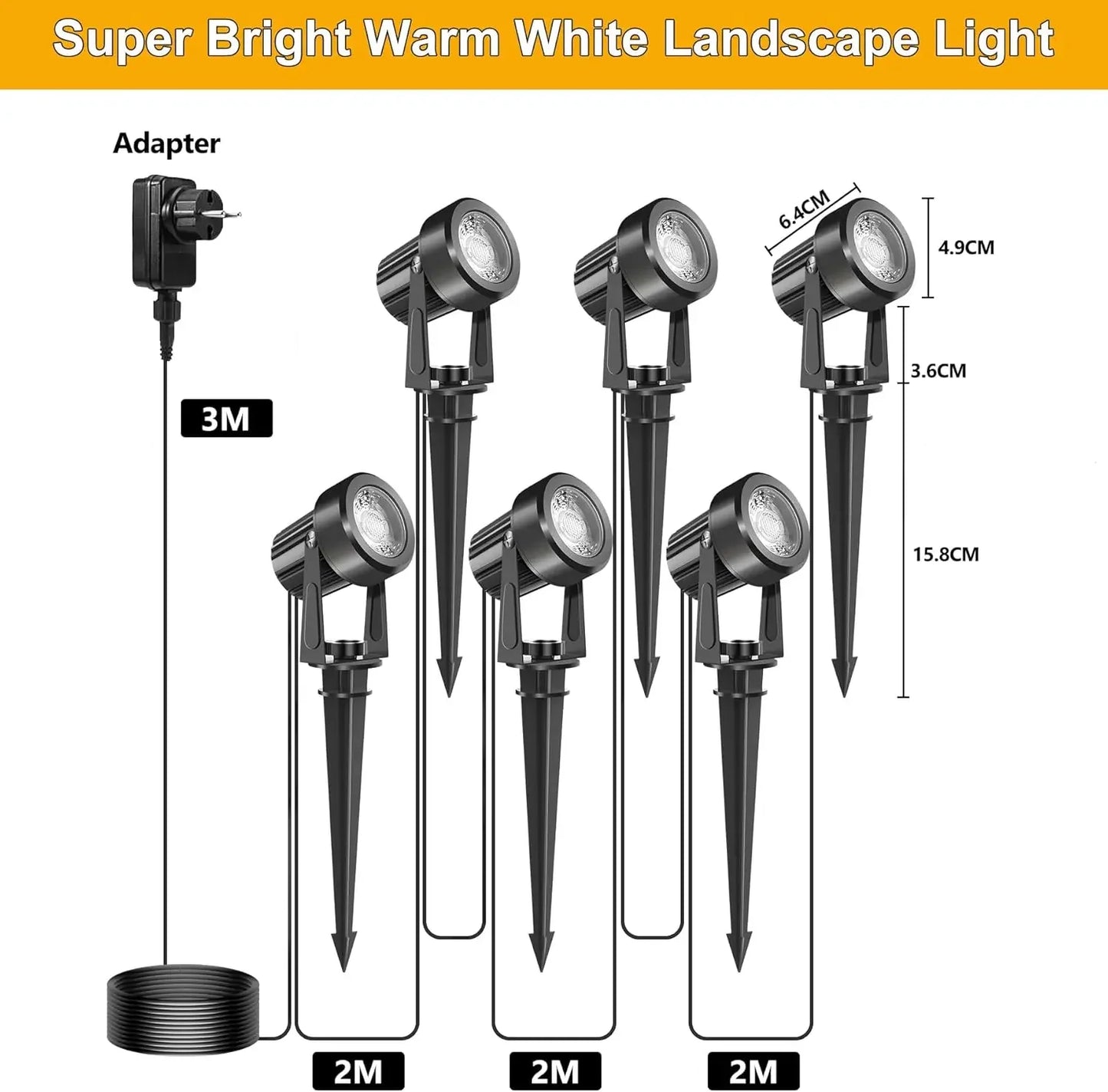 3000K Outdoor Spotlight Garden Landscape Decoration EU/US Plug Floodlight Waterproof Pathway Yard Lawn Lamp 110V 220V Lighti