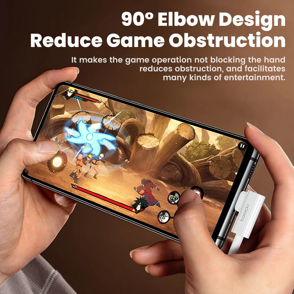 Toocki 100W Elbow 90 Degree USB A to Type C Fast Charging Cable 6A USB C Data Cable For Huawei Samsung Xiaomi Iphone16 15 Tablet