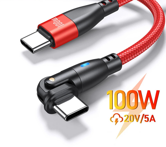 AUFU 100W/60W Type C To USB C Cable For iPhone 16 5A Fast Charging Cable For Xiaomi Oneplus Realme 180 Degree Type-C Date Cord