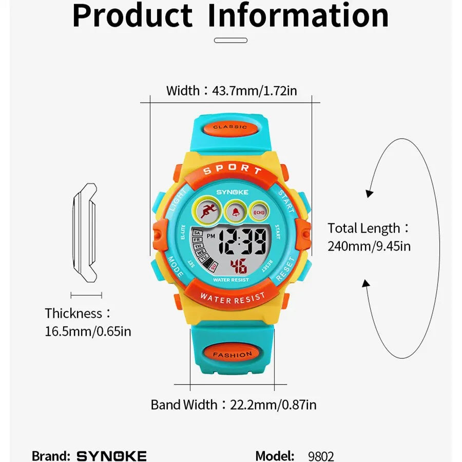 Student Sport Watches For Kids Colorful Electronic Watches Waterproof Clock Children Digital Watch For Boys Girls