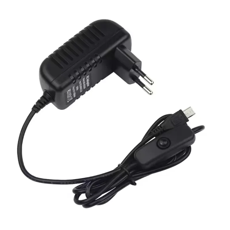 5V 3A Raspberry Pi 3B+ 3B Power Supply with Switch Button Power Adapter Micro USB Port for Pi Zero 2 W Orange Pi Zero 3 LTS