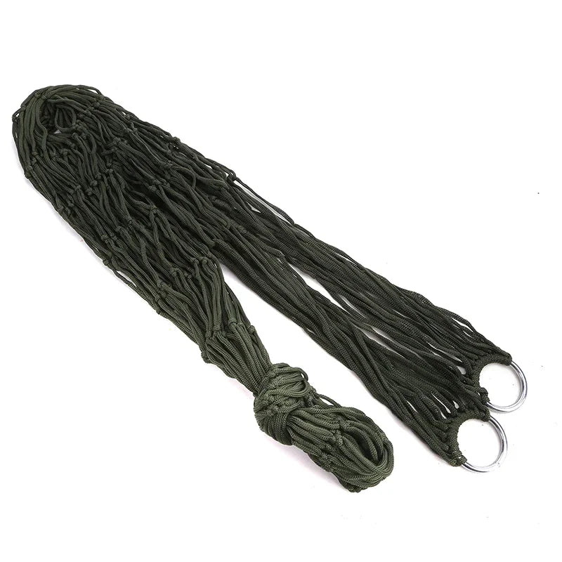 Outdoor Camping Hammock with Thick Mesh Nylon Rope Single Person Hammock Swing, Leisure Anti Rollover Hammock Mesh Tree Bed