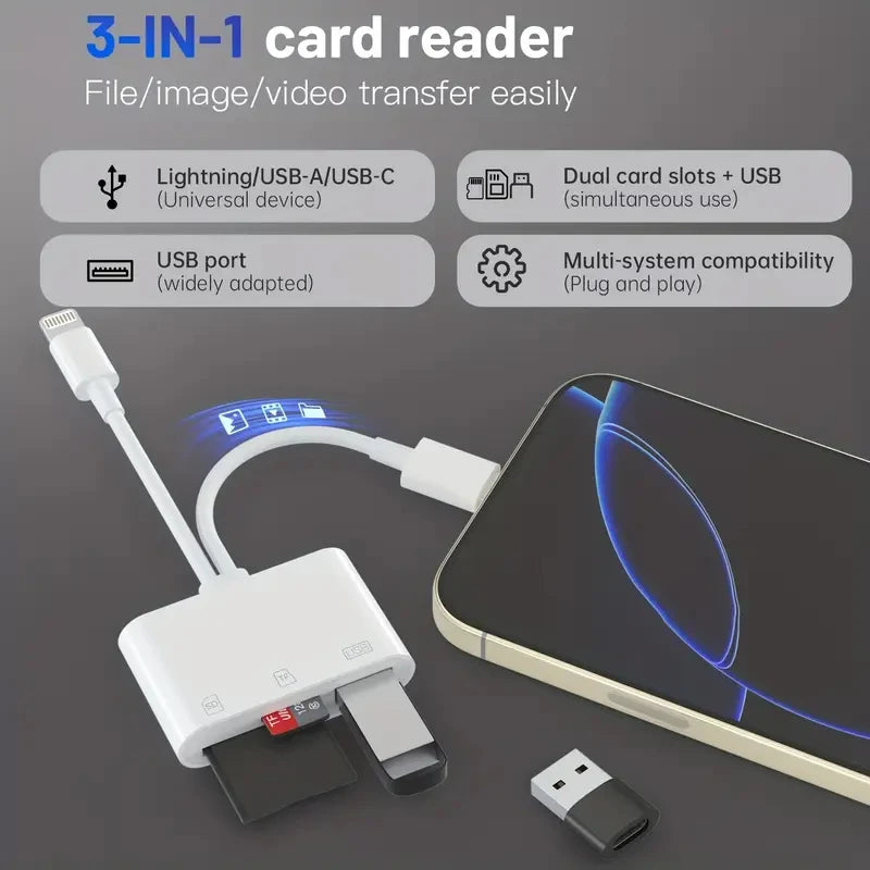 For Android Apple Card Reader SD USB Mobile Phone Transfer OTG Type-C Card Reader Multi-in-One and Card Reader Portable
