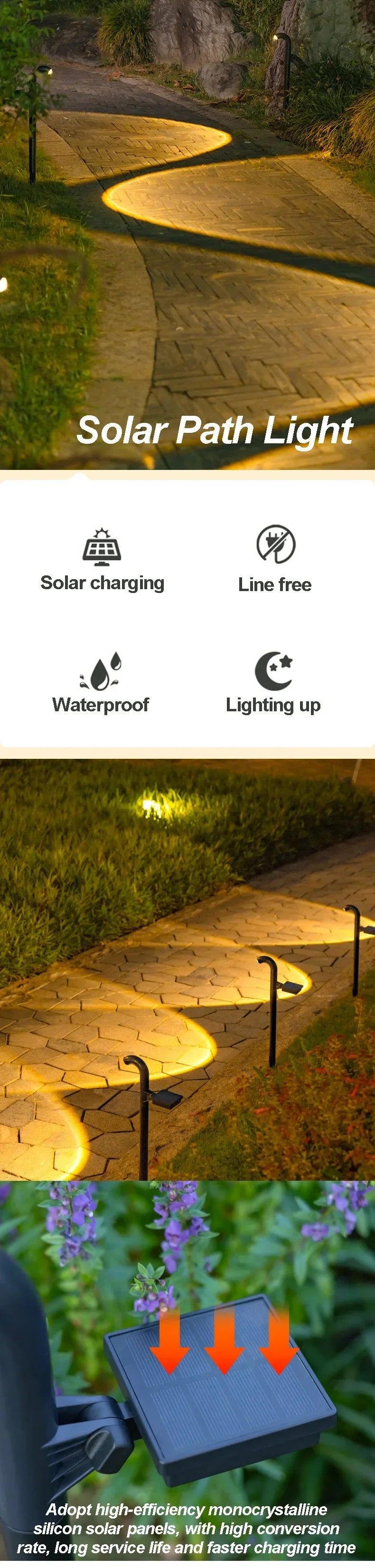 1-4 Pcs Solar LED Light Super Bright Spotlight Outdoor Lighting IP55 Waterproof Lawn Lamps Path Light for Garden Walkway Decor