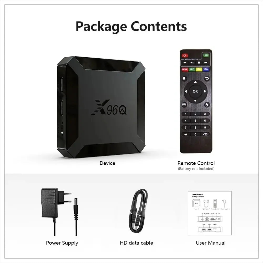 Smart Set Top Box X96Q TV Box Allwinner H313 Quad Core 2.4G Wifi Android 10.0 4K Google Player Youtube Media Player X96Q 2GB 16G
