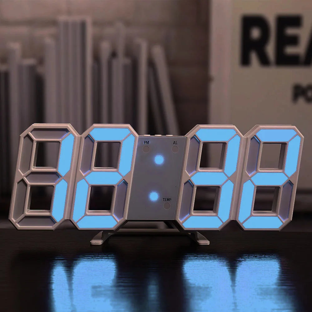 3D LED Wall Clock: Modern Digital Design with Nightlight & Luminous Alarm for Living Room Decor