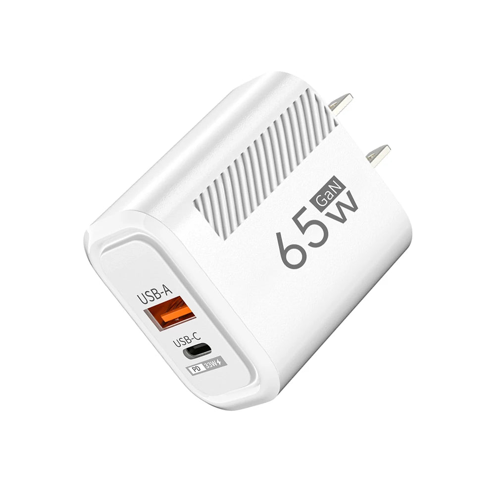 GaN USB C Charger 65W Fast Charging EU/US Plug Phone Charger Adapter For iPhone Samsung Xiaomi Quick Charge Type C Wall Charger
