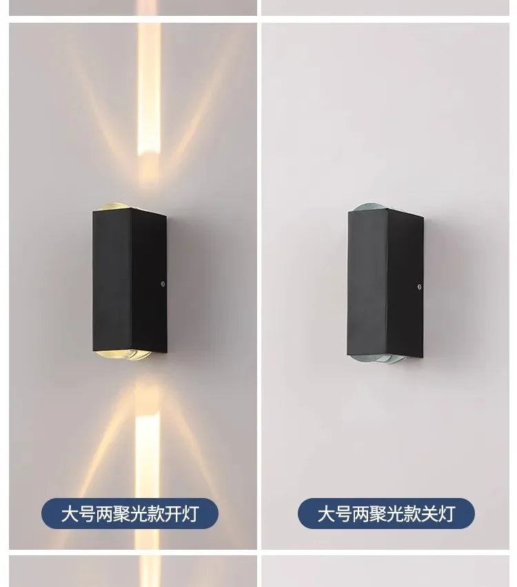 Silver Aluminum COB outdoor light 6W outdoor lighting Outdoor Waterproof IP65 wall lamp porch light Up and Down Wall Sconces