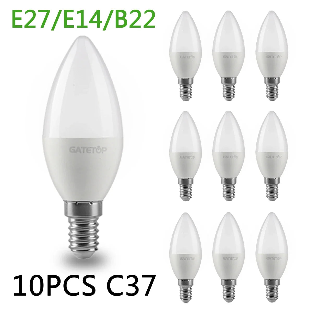 10pcs E27 E14 B22 Led Bulb 220V Candle Bulb Energy Saving Lamp 3W 5W 6W 7W