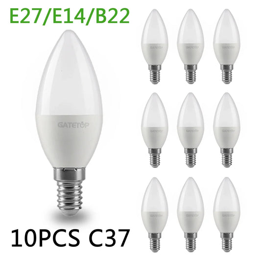 10pcs E27 E14 B22 Led Bulb 220V Candle Bulb Energy Saving Lamp 3W 5W 6W 7W