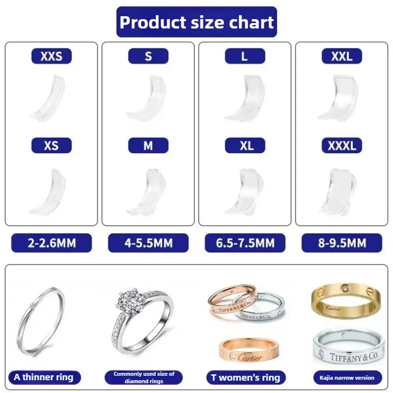 8 Sizes Silicone Invisible Clear Ring Size Adjuster Resizer Loose Rings Reducer Ring Sizer Fit Any Rings Jewelry Tools