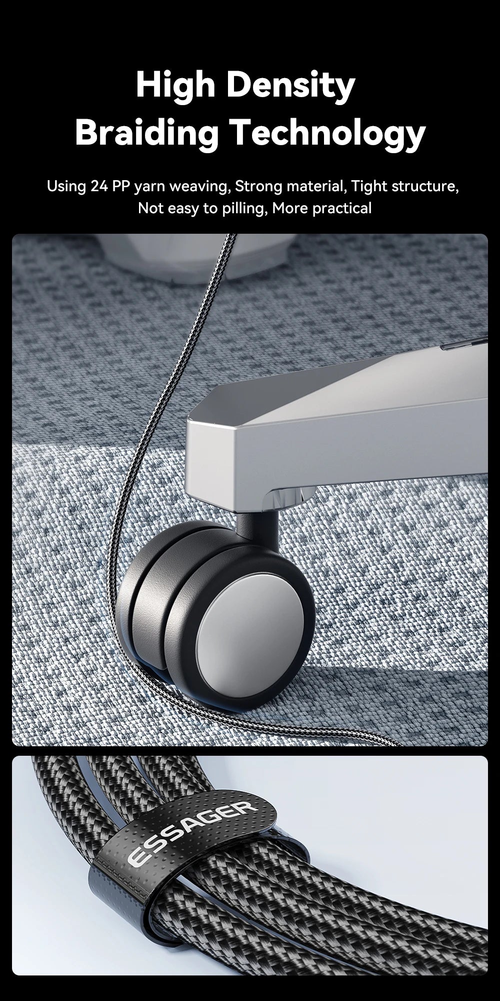 Essager PD 100W Type C to C Cable USB Type-C 5A Fast Charging Mobile Phone Cable For MacBook iPad Oneplus Xiaomi iPhone 16 Cable