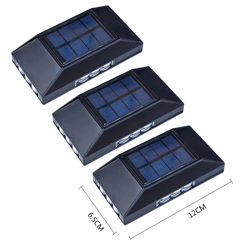 1/3pcs 12 LED Solar Wall Lamp Outdoor Waterproof Four Sides Glowing Light Staircase Villa Balcony Lighting Solar Wall Lights