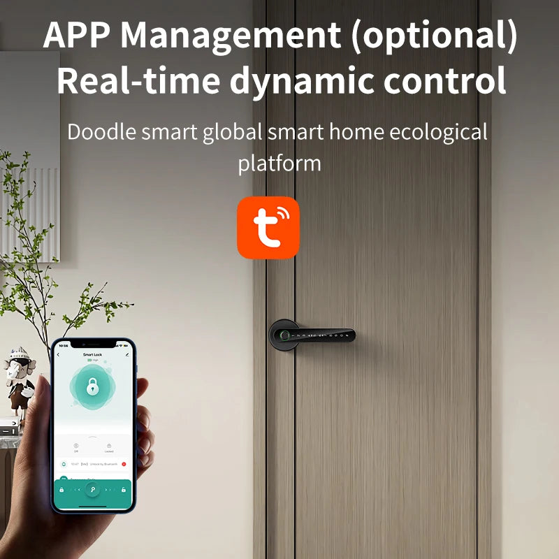 KERUI Fingerprint Door Lock  Tuya Smart /Smart Life Electronic Door Lock with Fingerprint/Password/Key/Tuya APP/Card Unlock