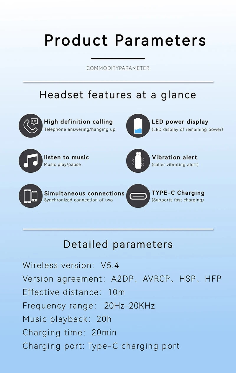 New K88 Lavalier Business Headset Bluetooth 5.4 Bass Earphone Call Vibration Reminder+Voice Number Reporting Wireless Headphone