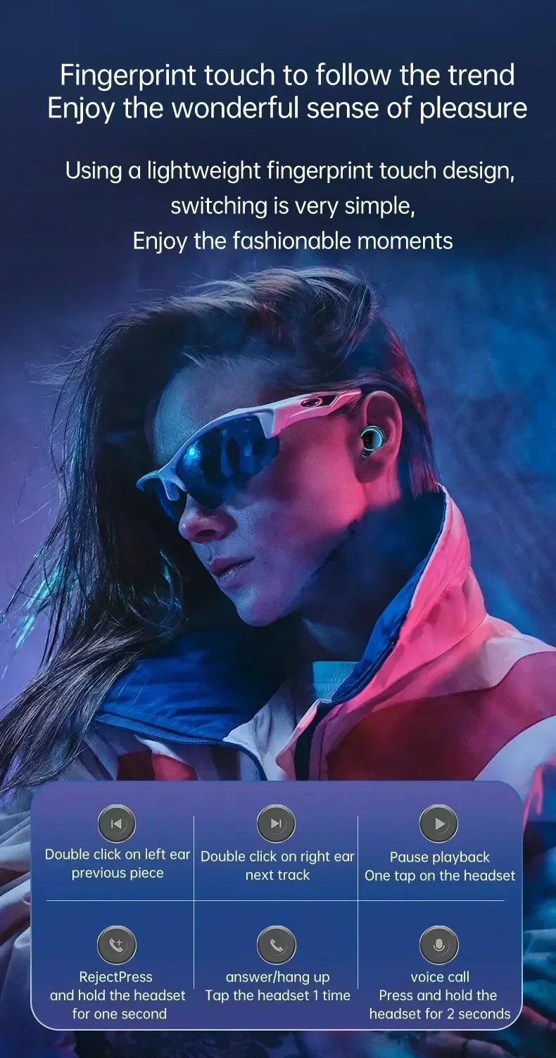 TWS Wireless Headphones Earphones Bluetooth Touch Control Noise Reduction Stereo Waterproof Earbuds Headsets