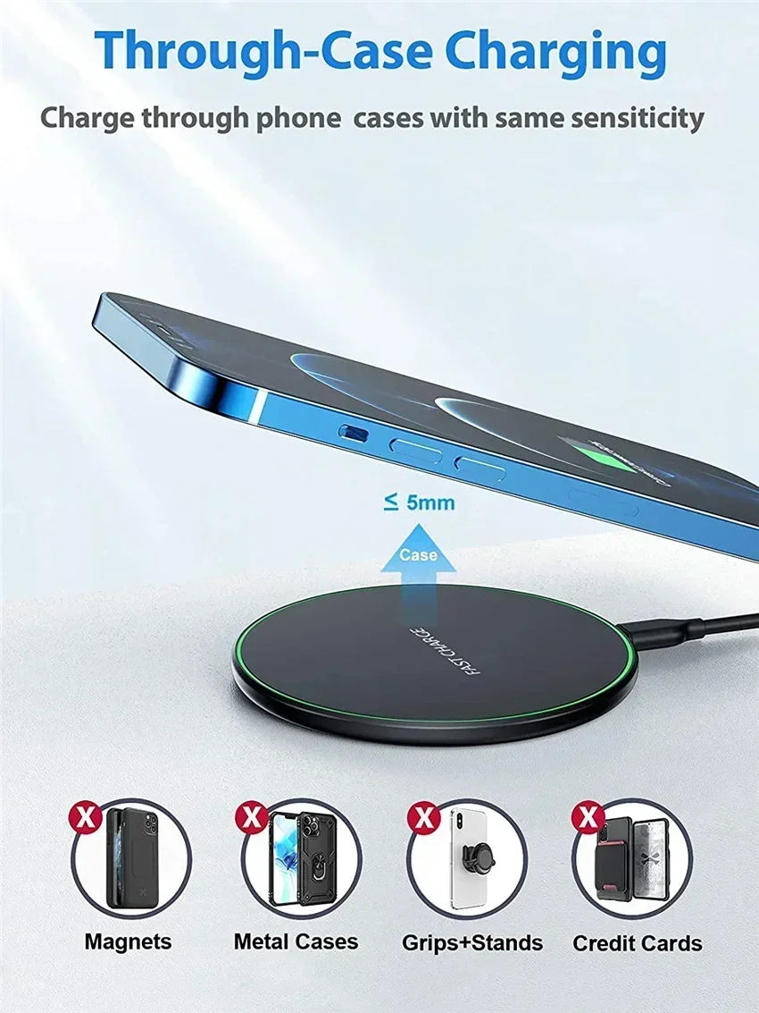 2 in 1 Phone Wireless Charging Dock Station Fast Wireless Charger Pad For iPhone 12-16 X Pro XS Max Samsung Xiaomi Huawei