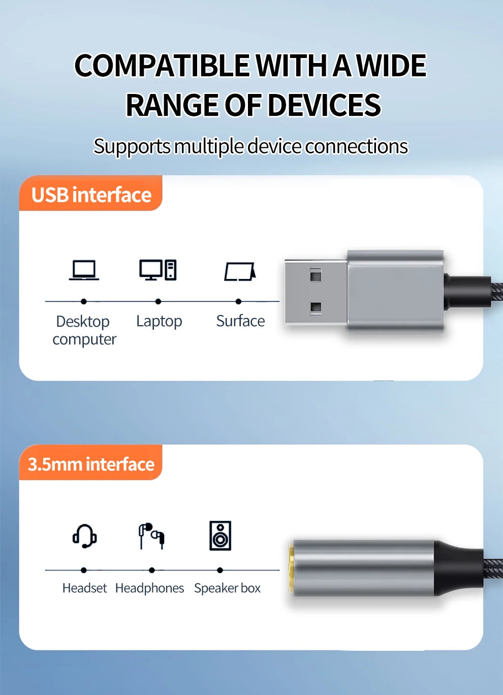 USB to 3.5mm Audio Jack Adapter USB A to 3.5mm TRRS USB to Audio Jack Adapter Headset External Stereo Sound Card