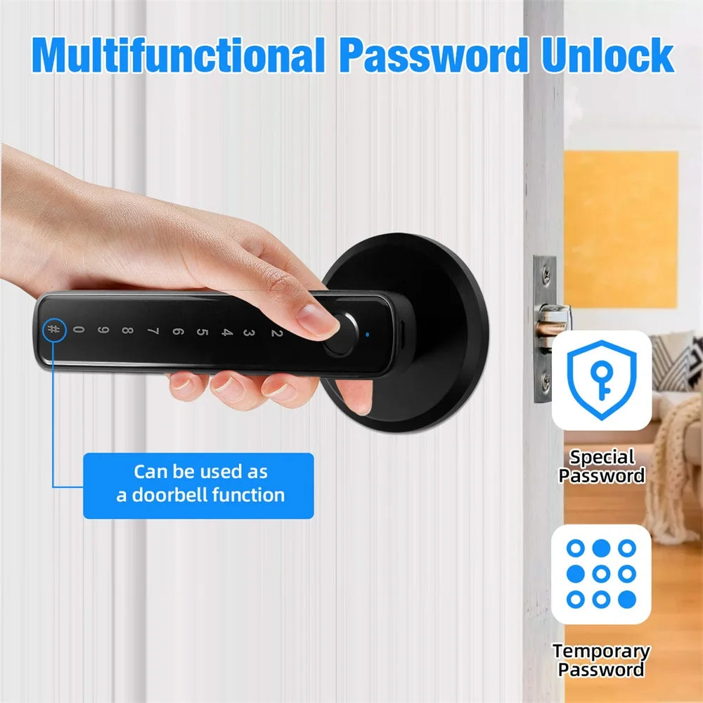 Fingerprint Door Lock Keyless Entry Door Lock with APP Control Fingerprint Door with Handle Biometric Door Lock for Bedroom Home