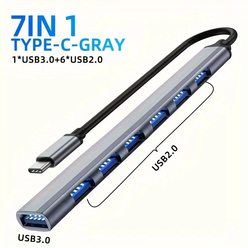 USB-C Hub USB 3.0 HUB C Ports to 7 Ports USB HUB USB Splitter with USB 3.0 4 USB 2.0 and 2 USB C Ports USB Distributor
