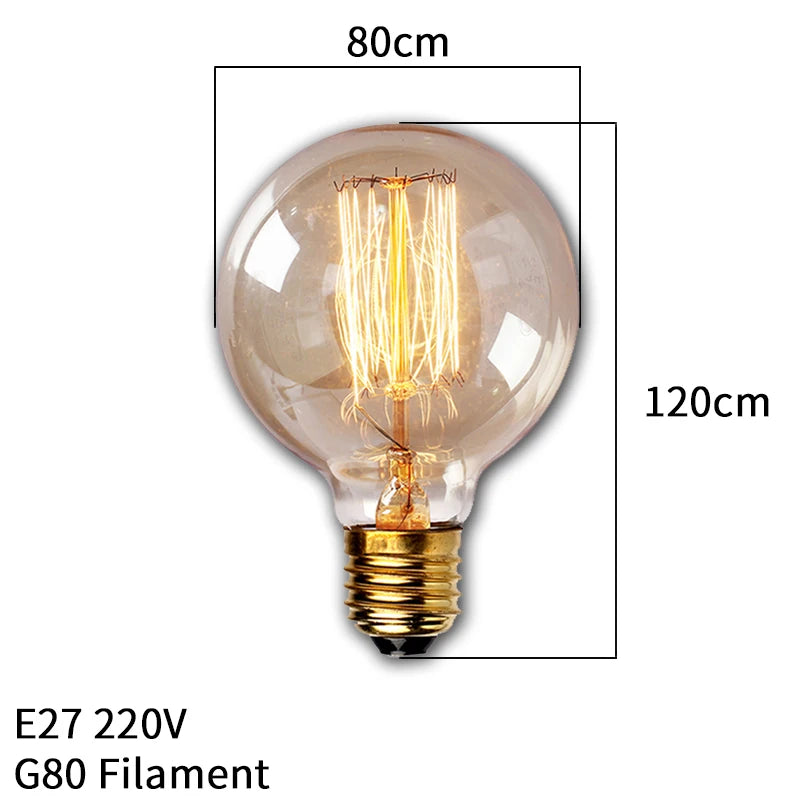4pcs/lot Retro Edison Light Bulb E27 220V 40W ST64 G80 G95 T10 T45 T185 A19 A60 Filament Light Vintage Ampoule Edison Lamp