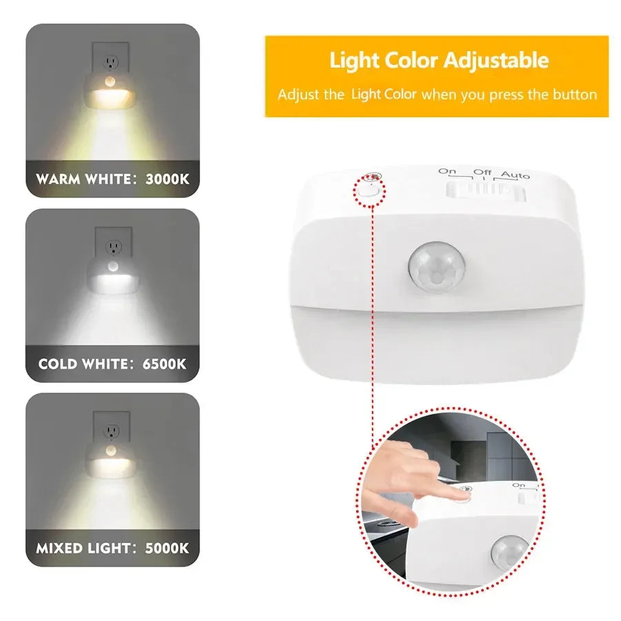 EU/US Plug LED Night Light Mini PIR Motion Sensor Lamp 3 Modes Bedside Light For Bedroom Hallway Stairs WC Bedside Night Lamp