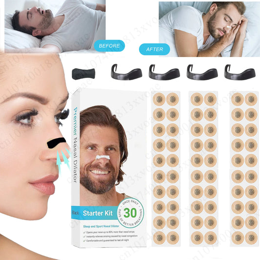 30Days/Box Sport Nasal Dilator Sleep Aid Magnetic Nose Strips Breathing Dilators Starter Kit for Snoring Reduction