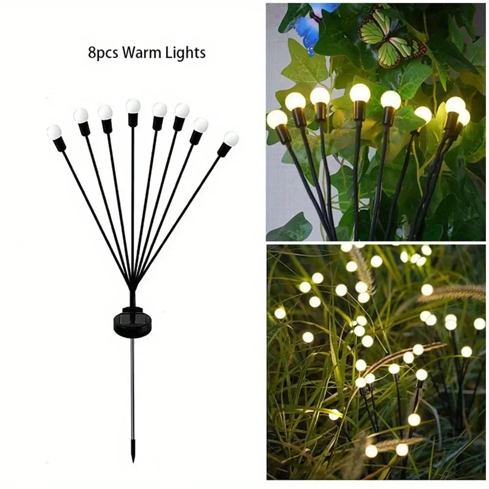1PC 8/10Led Solar Garden Firefly Light Outdoor Waterproof Starburst Swing Decorative Lamp for Path Yard Patio Pathway Landscape