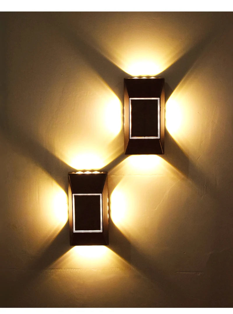 1/3pcs 12 LED Solar Wall Lamp Outdoor Waterproof Four Sides Glowing Light Staircase Villa Balcony Lighting Solar Wall Lights