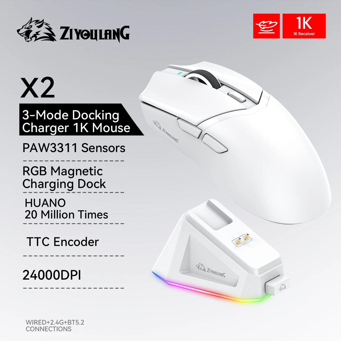 X2 Gaming Mouse Wireless PAW3311 1K Hz ATTACK SHARK X11 Same Model Magnetic RGB Lightweight Macro Mouse Tri-mode Connectione