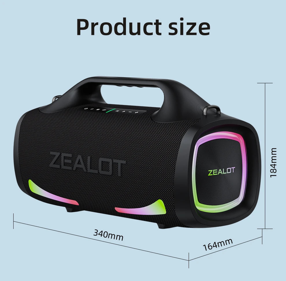 ZEALOT-S79 Speaker Party Portable Speaker with Bluetooth 5.2, Portable Handle, 24-Hour Playtime, for Party, Camping