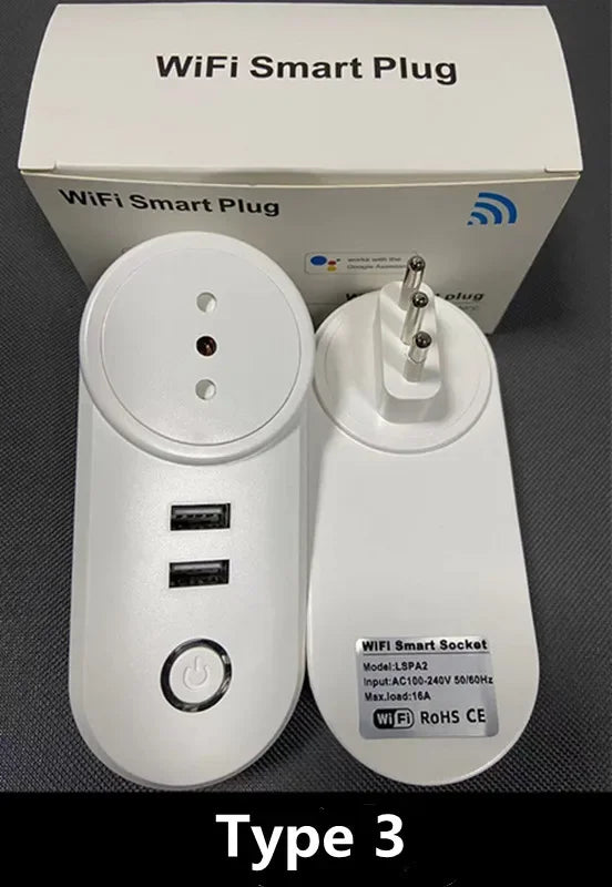 16A Chile Italy Smart Wifi Power Plug Smart Wifi Wireless Socket Outlet Work with Alexa Google Home Assistant Tuya SmartLife APP