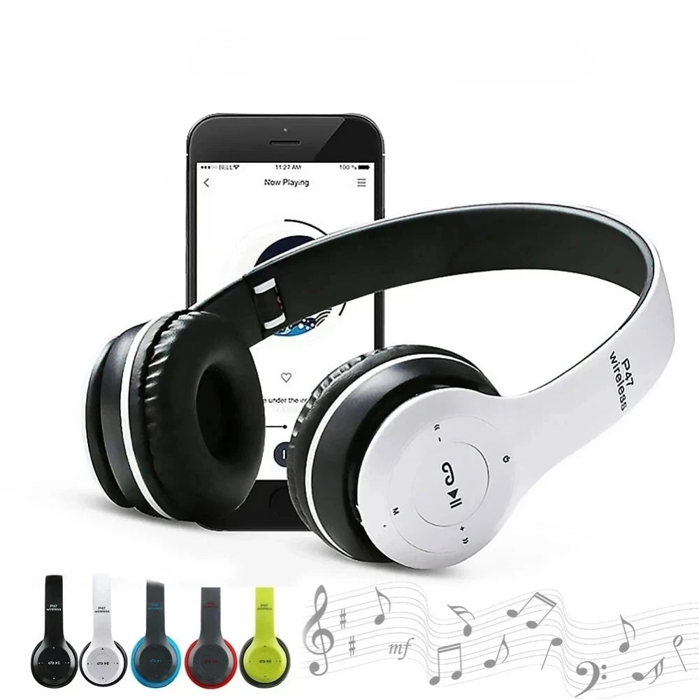 P47 Foldable Wireless Bluetooth 50 HIFI Stereo Bass Headphones for Music Gaming Kids Girls Smartphone Audio Earphones Device
