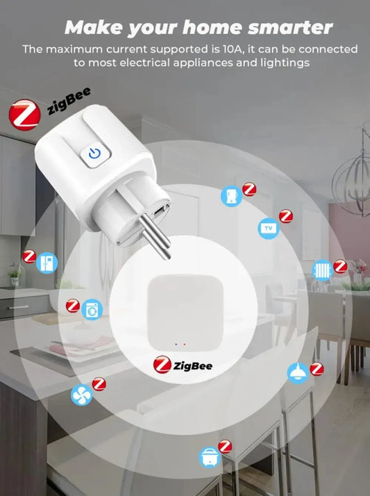 Smart Plug 20A EU Smart Socket With Power Monitoring Timing Function Voice Control Via Alexa Google Home Yandex