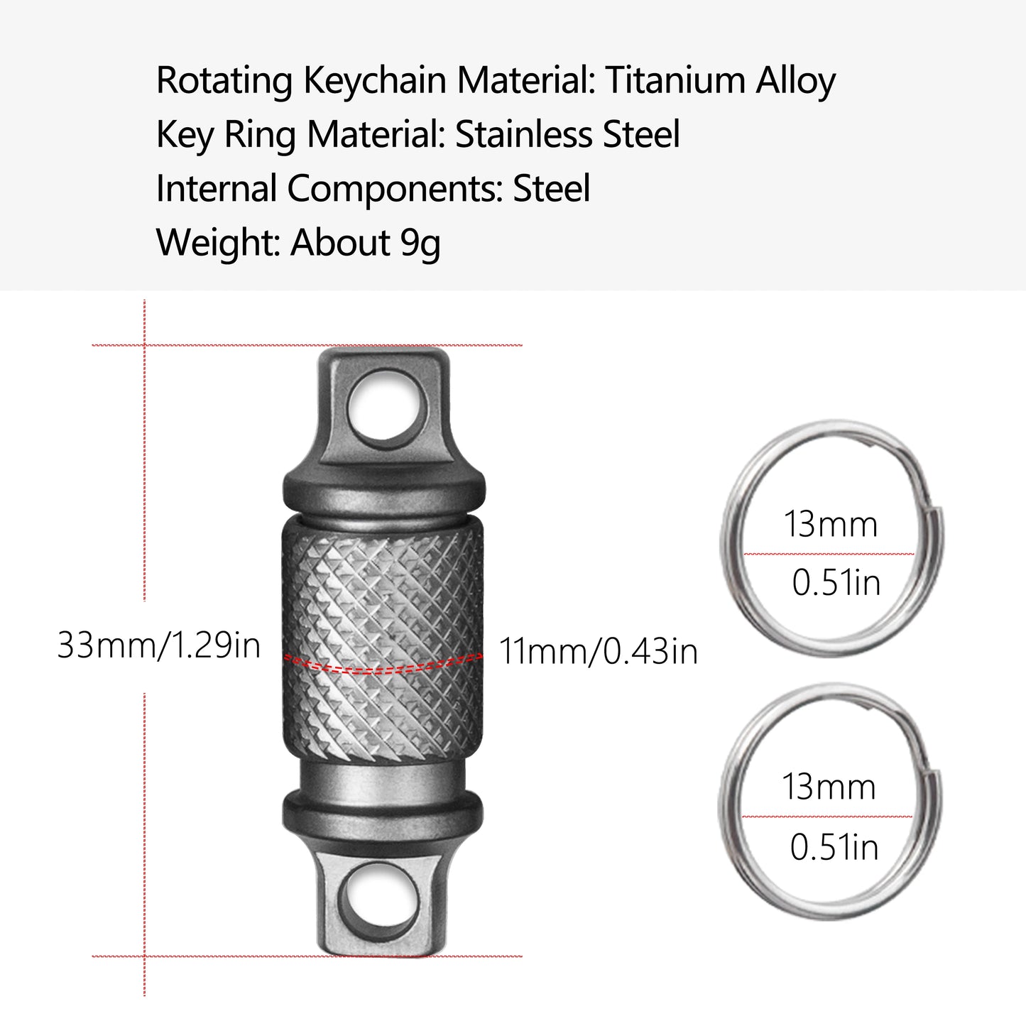 Titanium Alloy Keychain Quick Release Buckle 360 ° Rotation Mini Portable Connector Tool With Stainless Steel Keyring