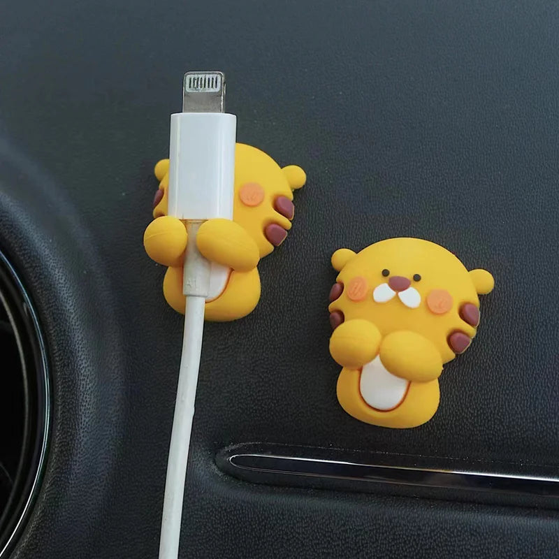 2Pcs Creative Cartoon Strong Backing Adhesive Mobile Phone Data Organizer Charging Headphone Cable Fixer Card Wire Finisher