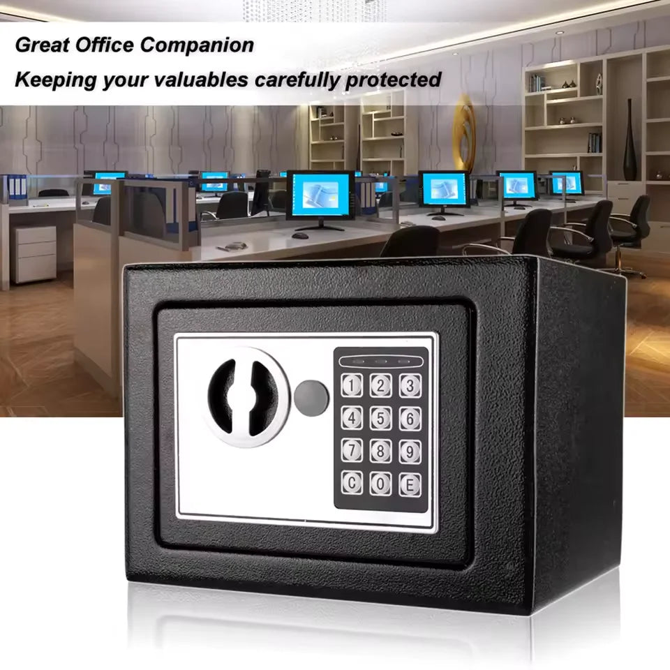 2025 NEW Electronic Digital Keypad Lock Safe Security Box All Steel for Home Office Password and Key Unlock Safe and Compact