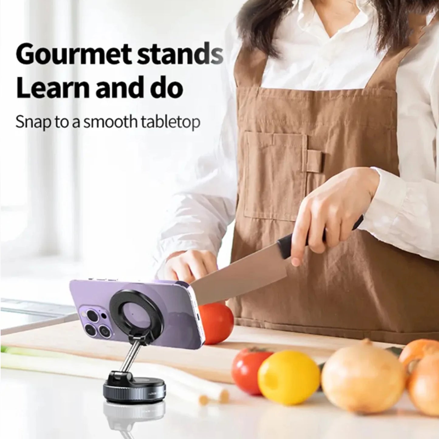 K007 For iphone 14 15 16 Strong Magnetic Car Phone Holder Foldable Design 360° Adjustable Vacuum Mount for Car/Desk/Bathroom Use