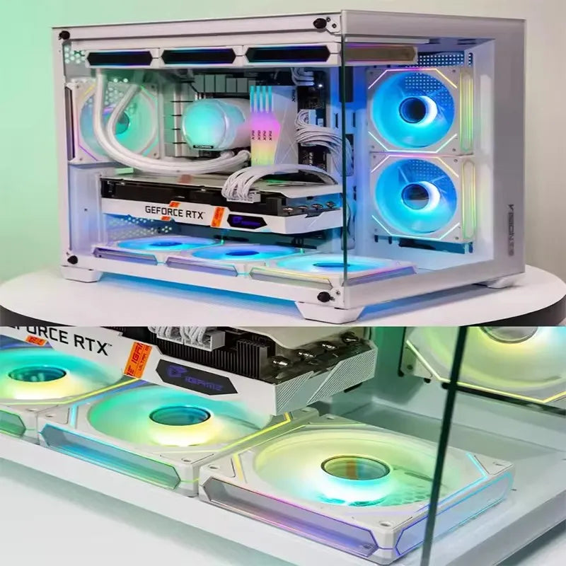 ICE Whale Prism 6PRO PC Case Fan 12cm 3-sided Infinite Mirror 5V 3PIN ARGB Motherboard Lighting Sync 4PIN PWM Silent Cooling Fan