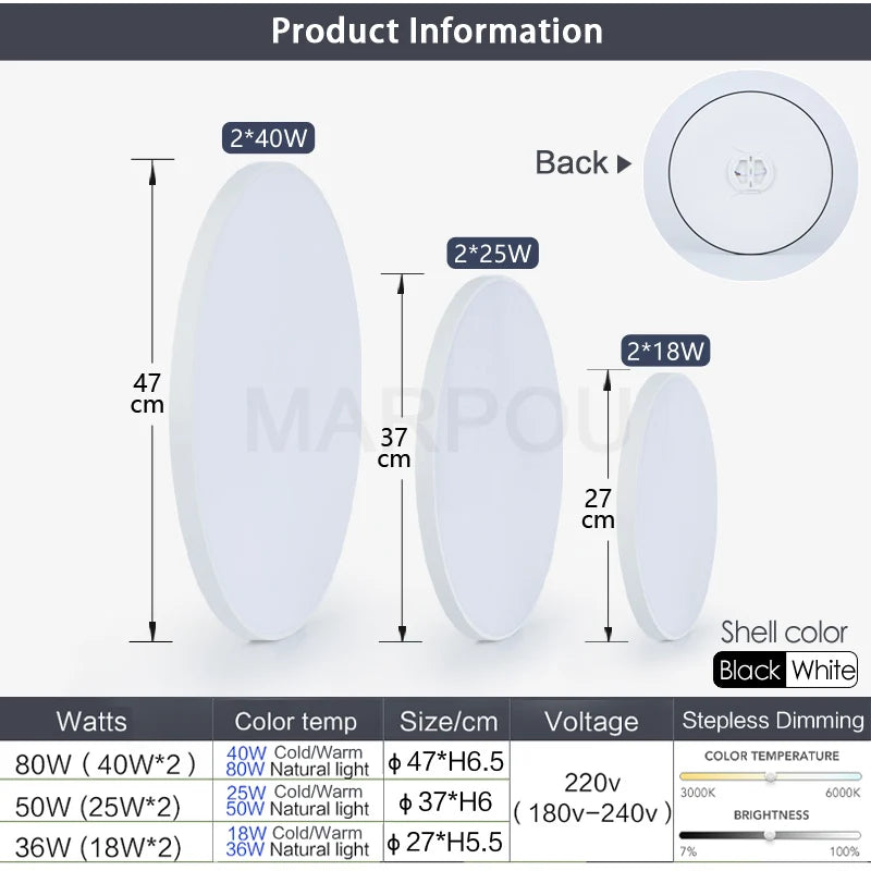 MARPOU Smart ceiling lamp led lamp for bedroom ceiling lights with Remote control Dimmable led lights for room Living room