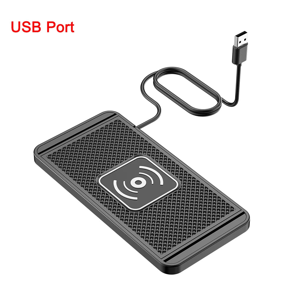 Wireless Car Charger Silicone Non-Slip Pad for Samsung S24 S23 iPhone 16 15 14 Xiaomi Car Induction Charger Fast Charging Pad