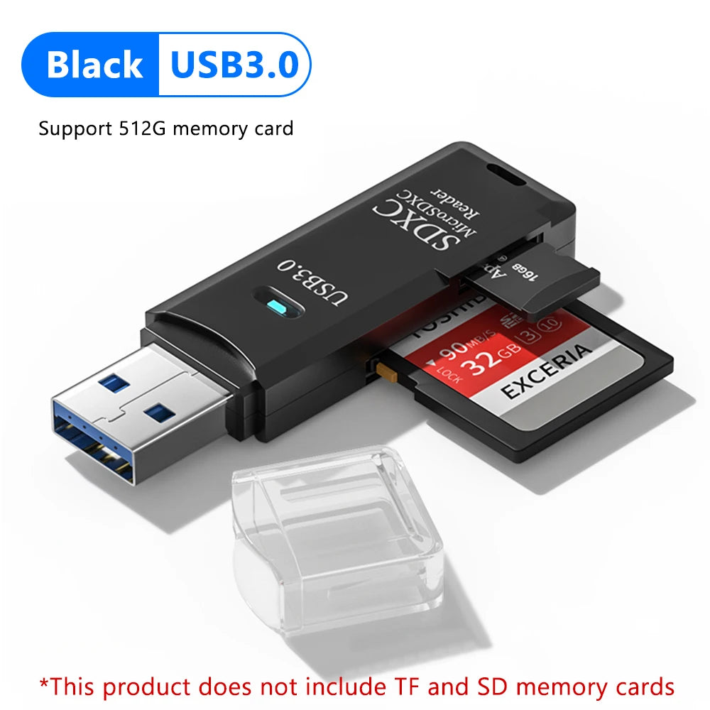 NNBILI 2 in 1 USB 3.0/USB2.0 Card Reader Micro SD Card Reader USB3.0 Adapter High Speed TF Memory Card for PC Laptop Accessories