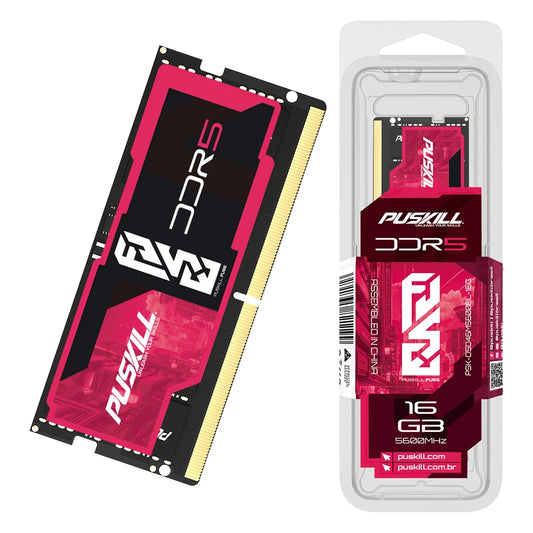 PUSKILL Memoria Ram DDR5 16GB 8GB 32GB 1.1V 262-Pin PC5 Notebook 4800MHz 5200MHz 5600MHz for Laptop SO-DIMM Memory